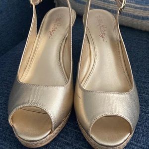 Lilly Pulitzer Gold Wedges - Size 7.5 - Good Used Condition
